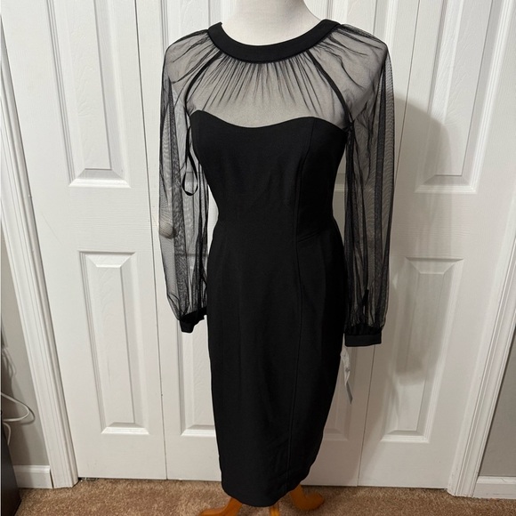 Maggy London Women’s NWT Carmindy Illusion Long Sleeve Midi Dress $158 - Picture 8 of 16